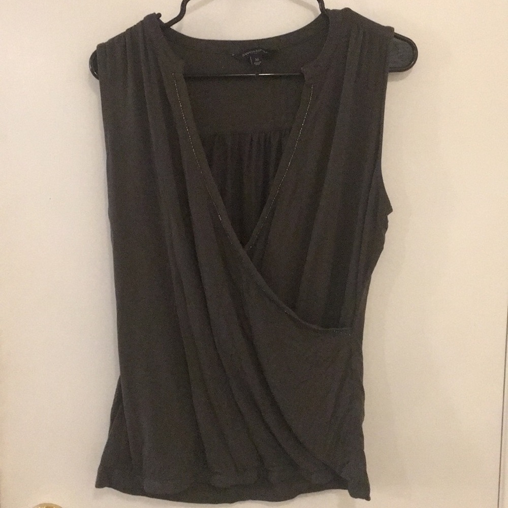 Banana republic army green tank draped v neck top